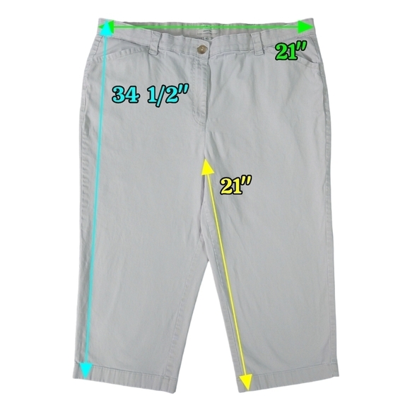 L.L. Bean Flint Gray Easy Stretch Twill Crop Pant Elastic Waistband Classic Fit - Picture 2 of 9